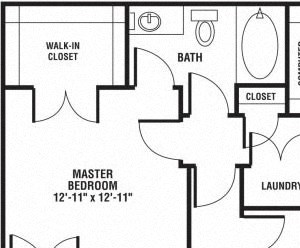 2 bedroom 2 bath Floor Plan 2 bedroom 2 bath Floor Plan at The Preserve at Rock Springs, Rock Springs, 82901